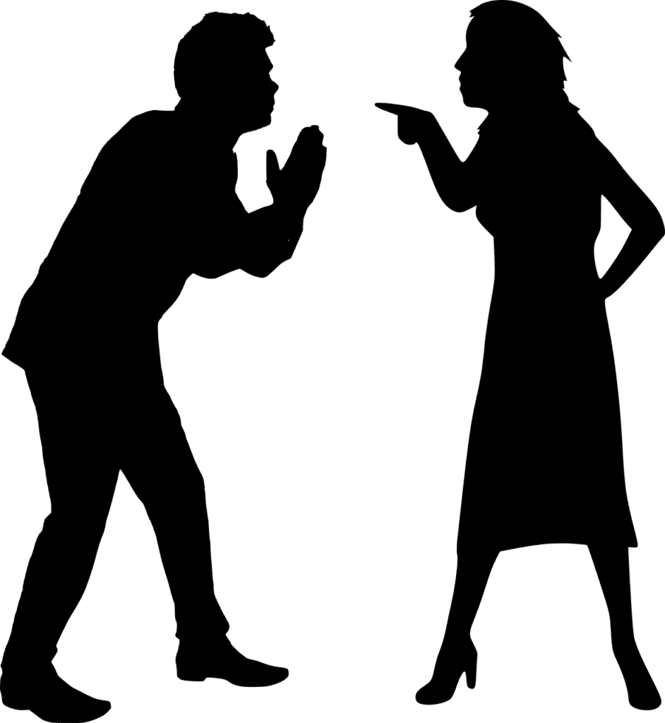 דמות של גבר ואישה מתווכחים